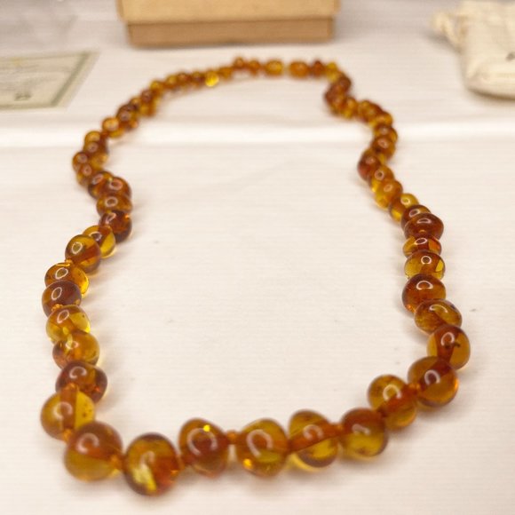 Authentic Baltic Amber Cognac Beaded Necklace 18" - Picture 11 of 16